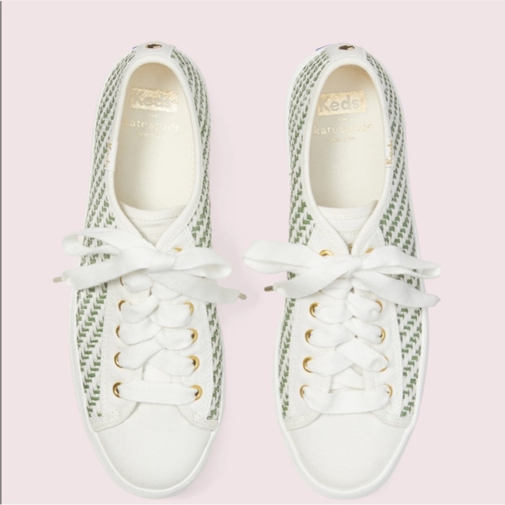 Kate Spade New York x Keds Triple Up Woven Platform Sneakers in Green/White, 7.5 - Picture 4 of 15